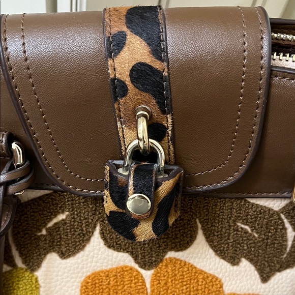 Sharif Brown Floral Embroidered Satchel - Picture 5 of 5